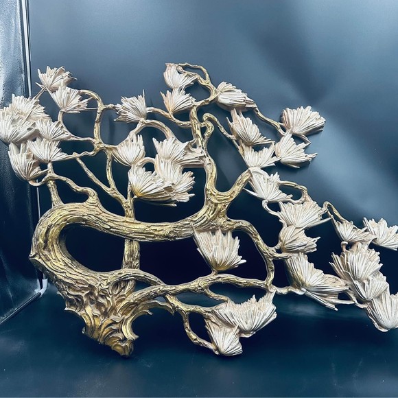 VINTAGE 1972 RESIN SYROCO FLOWERING BONSAI TREE LARGE WALL HANGING BEAUTIFUL - Picture 4 of 5